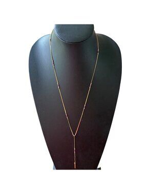 Madewell Gold-Tone Beaded Y-Shaped Necklace Pink Accents